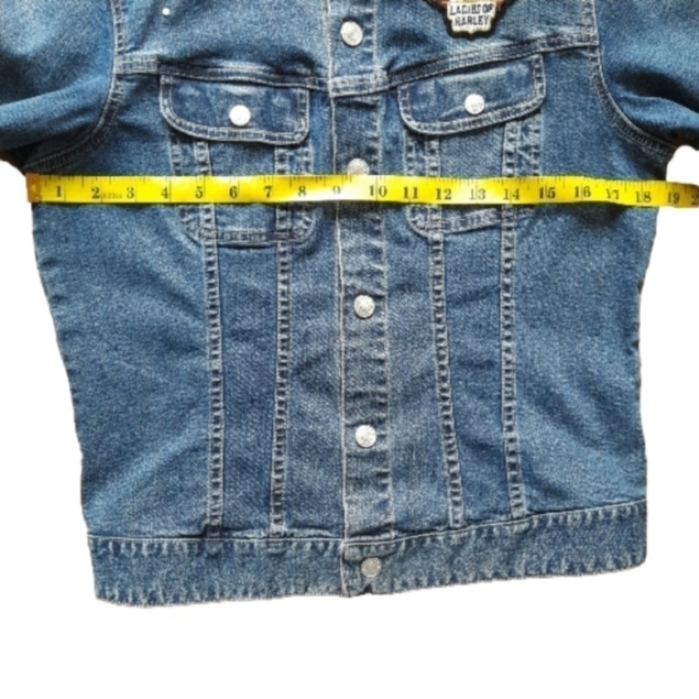 Tommy Hilfiger Jean Jacket Harley Patch Women's M Snap Up Stretch Denim Stretch - Picture 14 of 15